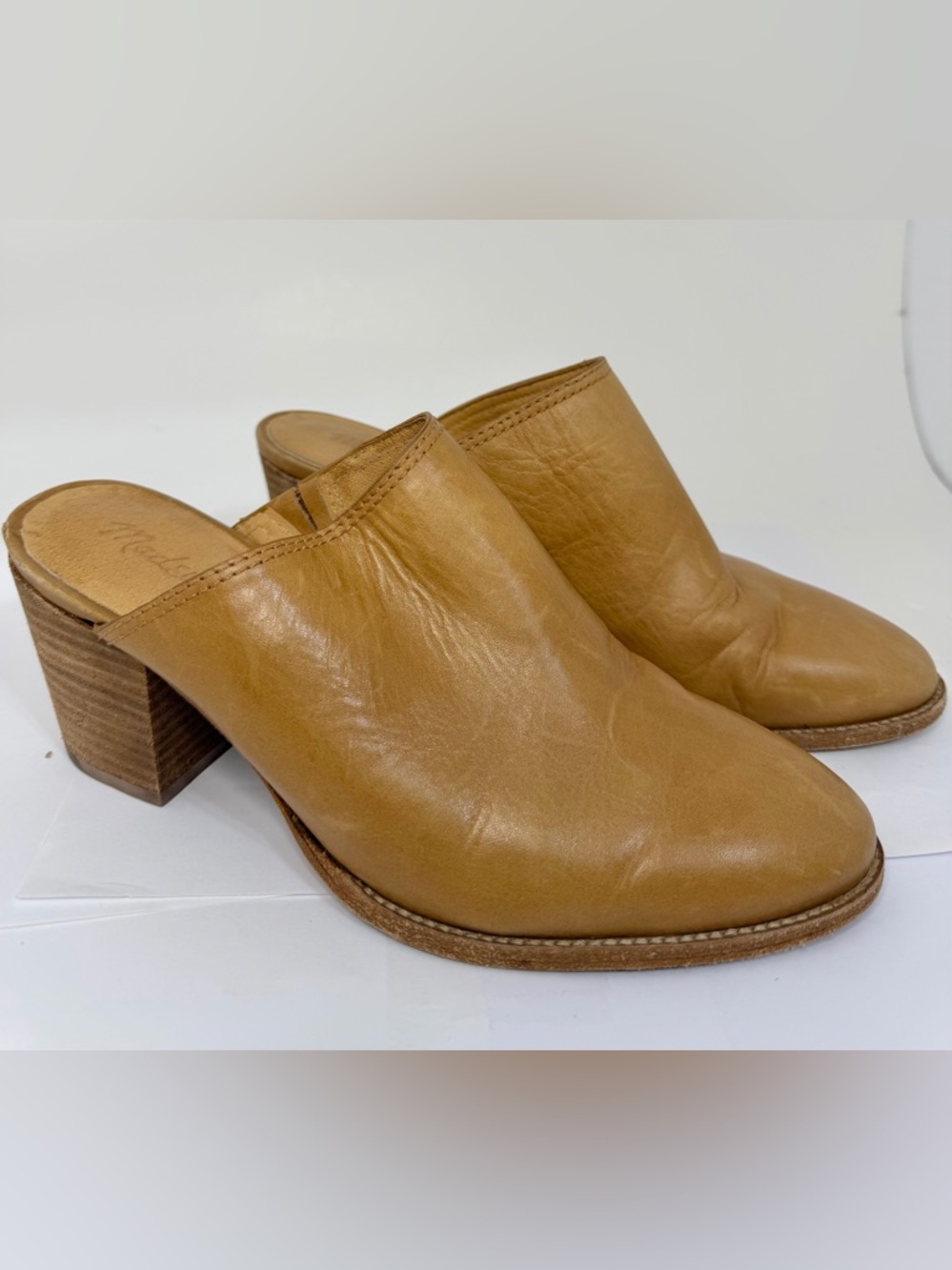 Madewell Harper Mule Leather Clog Amber Brown